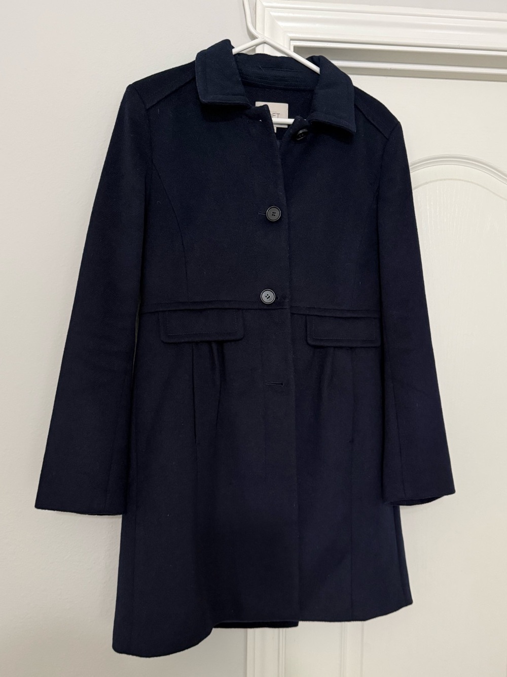LOFT Navy Blue Wool Blend Double Breasted Button Coat - Size M